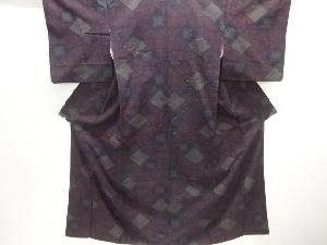 幾何学模様織出し本真綿結城紬着物